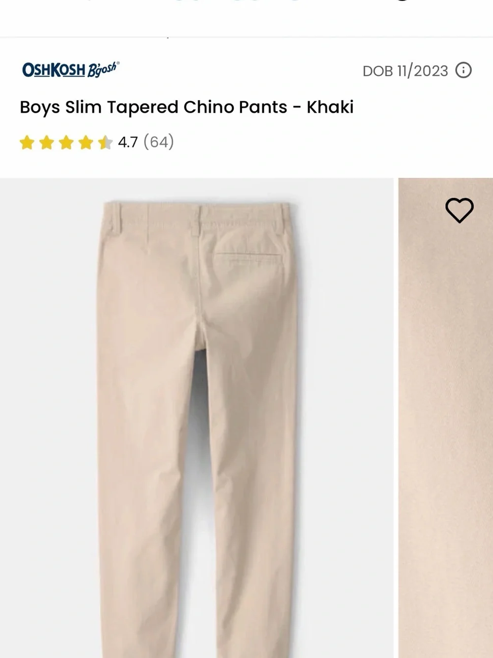 OshKosh B'gosh Slim Tapered Chino Pants - Khaki (3 Pack)